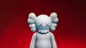 Kaws Companion Art Figure Red Background Wallpaper