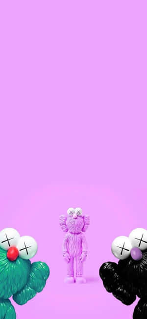 Kaws Companion Characters Purple Background Wallpaper