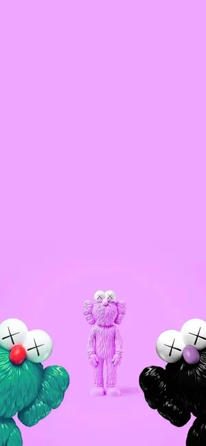 Kaws Companion Characters Purple Background Wallpaper
