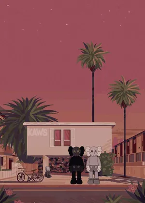 Kaws Companions Under Starry Skies Wallpaper