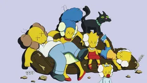 Kaws Meets The Simpsons - A Creative Reinterpretation Of The Classic Cartoon Family. Wallpaper