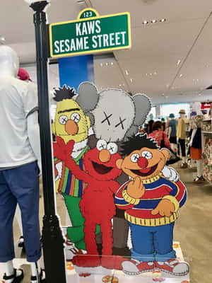 Kaws Sesame Street Collaboration Display Wallpaper
