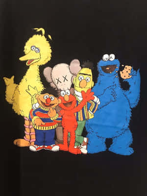 Kaws Sesame Street Friends Graphic Wallpaper