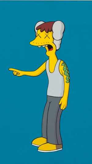 Kaws X The Simpsons: A Mashup Of Iconic Characters Wallpaper