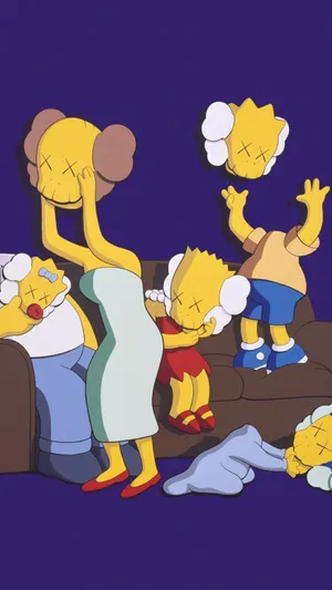 Kaws X The Simpsons Artwork Wallpaper