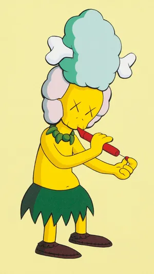 Kaws X The Simpsons Collaboration Artwork Wallpaper