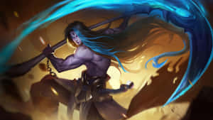 Kayn Wielding Scythe Fantasy Artwork Wallpaper