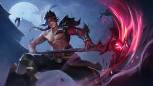 Kayn Wielding Scythe Fantasy Artwork Wallpaper