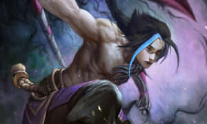 Kayn Wielding Scythe Fantasy Artwork Wallpaper