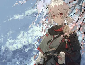 Kazuha Light Blue Painting Wallpaper