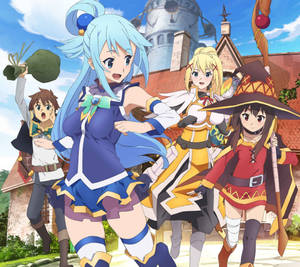 Kazuma And The Gang Enjoy Their Adventures In Konosuba! Wallpaper