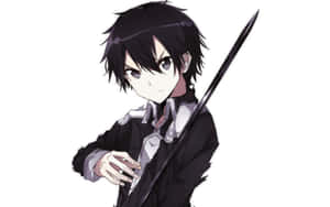 Kazuto Kirigaya In Action With His Sword Wallpaper