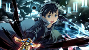 Kazuto Kirigaya (kirito) In A Dramatic Battle Scene Wallpaper