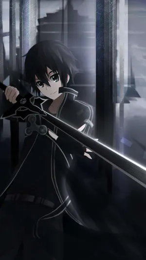 Kazuto Kirigaya Posing Confidently With His Sword Wallpaper