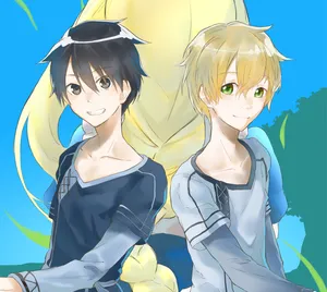 Kazuto Kirigaya Posing In An Action Stance In A Virtual Reality World. Wallpaper