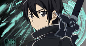 Kazuto Kirigaya Striking A Fierce Pose In An Epic Battle Setting Wallpaper