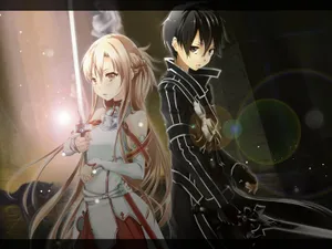 Kazuto Kirigaya Wielding His Sword In A Virtual Battle Wallpaper