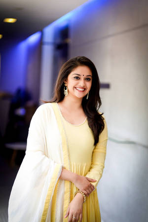 Keerthi Suresh In A Yellow Dress Wallpaper