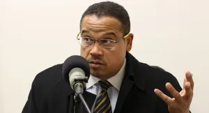 Keith Ellison Delivering A Public Speech Wallpaper