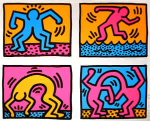 Keith Haring Four Panel Artwork Wallpaper