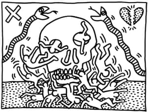 Keith Haring Intricate Doodle Art Wallpaper