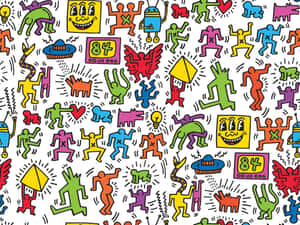 Keith Haring Vibrant Pop Art Pattern Wallpaper