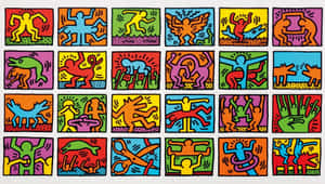 Keith Haring Vibrant Pop Art Tiles Wallpaper