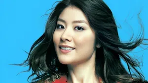 Kelly Chen Portrait Blue Background Wallpaper