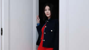 Kelly Chen Stylish Red Dress Wallpaper