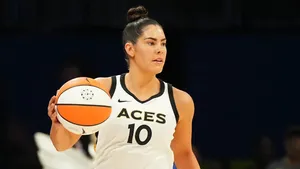 Kelsey Plum Las Vegas Aces Game Focus Wallpaper