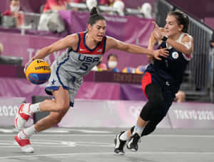 Kelsey Plum U S A Basketball Action Wallpaper