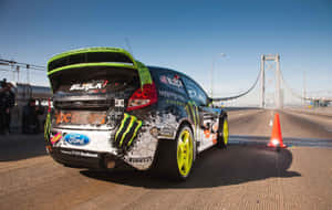 Ken Block Rally Car Bridge Start Line Wallpaper