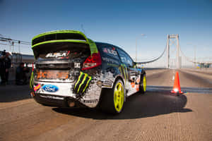 Ken Block Rally Car Bridge Start Line Wallpaper