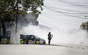 Ken Block Rally Carand Motorbike Stunt Wallpaper