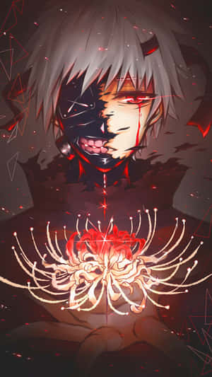 Ken Kaneki Holding Tokyo Ghoul Flower Wallpaper