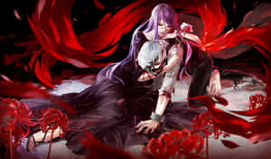 Ken & Rize With Tokyo Ghoul Flower Wallpaper