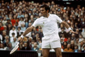 Ken Rosewall Fronthand Shot Tennis Photography Wallpaper