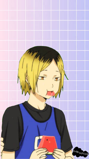 Kenma Kozume Eating Watermelon Wallpaper