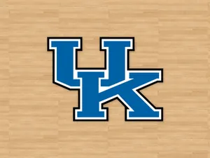 Kentucky Wildcats Basketball Logo On A Wooden Floor Wallpaper