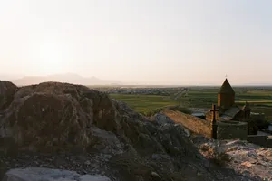 Khor Virap Monastery With Cross Statue Wallpaper