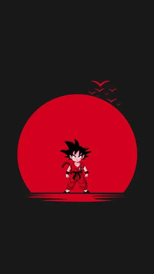 Kid Goku Minimalist Sunset Art Wallpaper