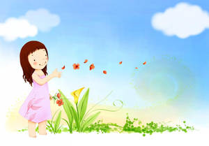 Kids Flower Petals Wallpaper