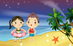 Kids In A Beach Wallpaper