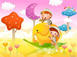 Kids In Sky Garden Wallpaper