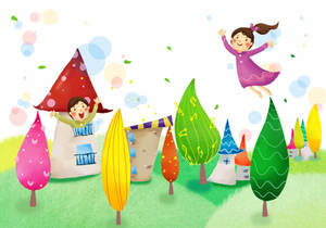 Kids Little Houses Wallpaper