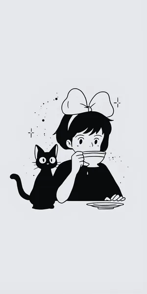 Kiki And Jiji Illustration Wallpaper
