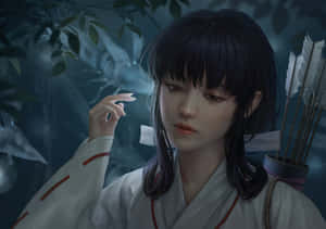 Kikyo, The Beautiful Priestess From Inuyasha Anime Wallpaper