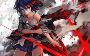 Kill La Kill - Ryuuko Matoi And Her Sentient Uniform Senketsu Stand Together For Battle Wallpaper