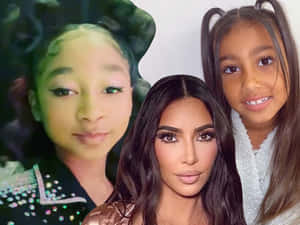 Kim Kardashian And Her Daughter Kim Kardashian Pose For A Photo Wallpaper