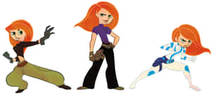 Kim Possible Poses Heroically In A Wide Wallpaper Image Showcasing The Animated Character In Action. Wallpaper